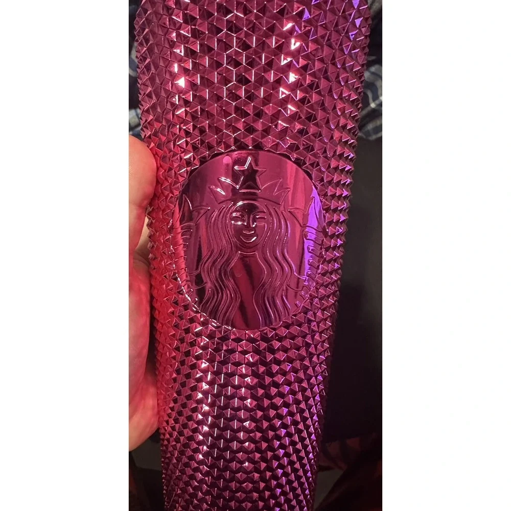Starbucks 2022 Christmas Pink Bling Studded Tumbler 24 oz Cold‎ Cup No Straw